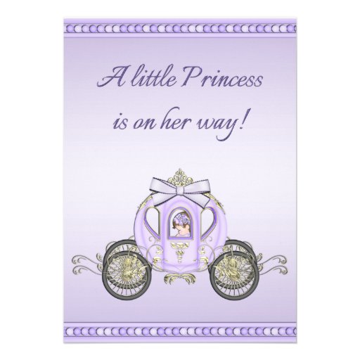 Purple Princess Coach Girls Baby Shower Invites