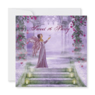 Purple Princess Red Rose Sweet 16 Party invitation