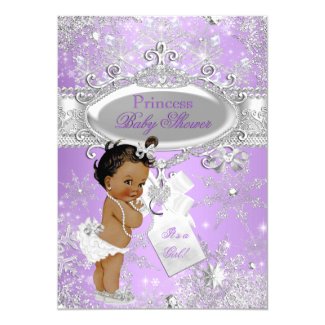 Purple Princess Winter Baby Shower Ethnic Card