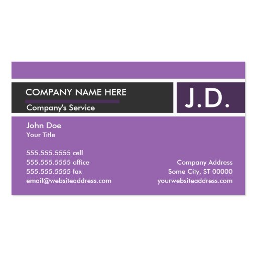 purple professional business card templates (front side)