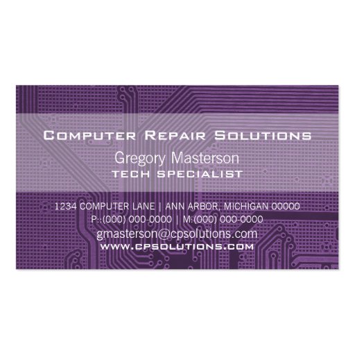 Purple Professional Circuit Business Card (front side)