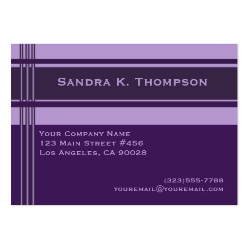 Purple Professional Stripes Block Business Card (front side)