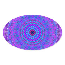 Purple Psyche Mandala kaleidoscope oval stickers stickers