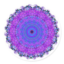 Purple Psyche Mandala kaleidoscope round stickers stickers