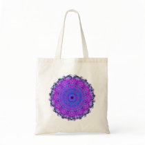 Purple Psyche Mandala kaleidoscope tote bag bags