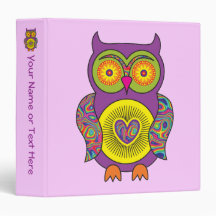 Purple Psychedelic Owl 3 Ring Binder