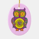 Purple Psychedelic Owl Christmas Ornaments