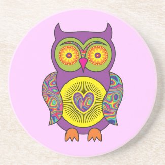 Purple Psychedelic Owl zazzle_coaster