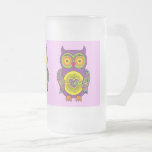 Purple Psychedelic Owl Glass Coffee Mugs