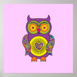 Purple Psychedelic Owl Print