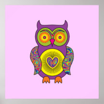 Purple Psychedelic Owl Print
