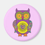 Purple Psychedelic Owl Refrigerator Magnets