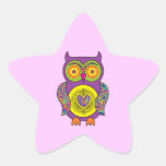 Purple Psychedelic Owl Star Stickers