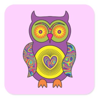 Purple Psychedelic Owl Sticker