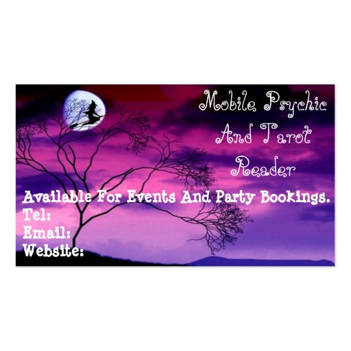 Purple Psychic And Tarot Reader Business Card (front side)