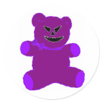 Purple Psycho Teddy stickers by OnlyFunStuff Purple Psycho Teddy stickers