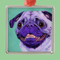 Purple Pug Ornament ornaments