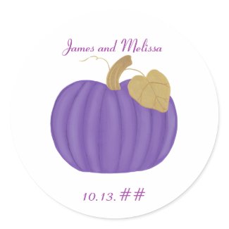 Purple Pumpkin Save the date wedding stickers sticker