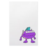 purple punk mohawk monster many eyes customized stationery