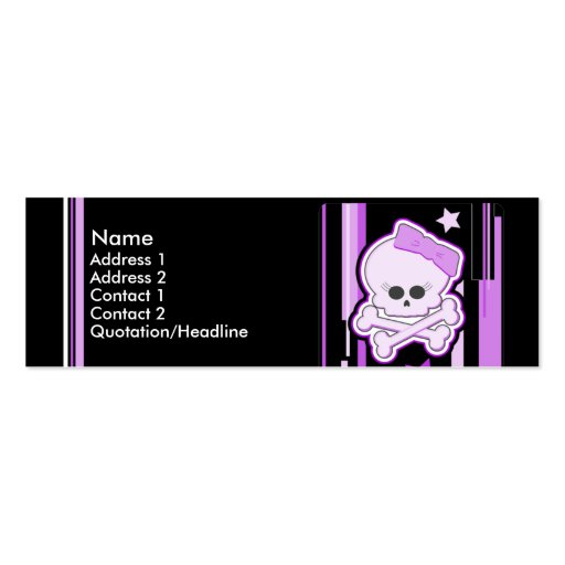 Purple Punk Skull Profile Cards Business Card (front side)