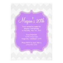 Purple Quatrefoil Chevron Birthday Invitation