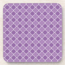 Purple Quatrefoil Pattern Coaster Set