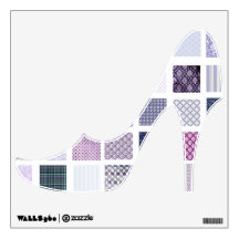 Purple Quilt pattern high heeled shoe wall decal