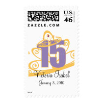 PURPLE quince PRINCESS tiara custom birthday stamp