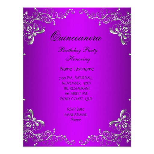 Purple Quinceanera 15th Birthday Masquerade Custom Invitations