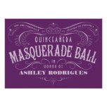 Purple Quinceanera Masquerade Invitations