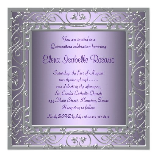 Purple Quinceanera Party Invitations
