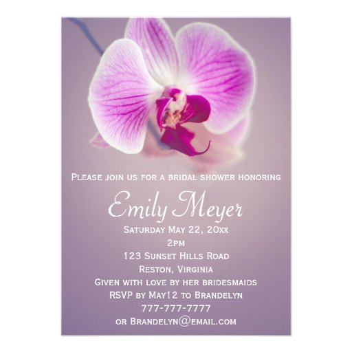 Purple Radiant Orchid Bridal Shower Invitation