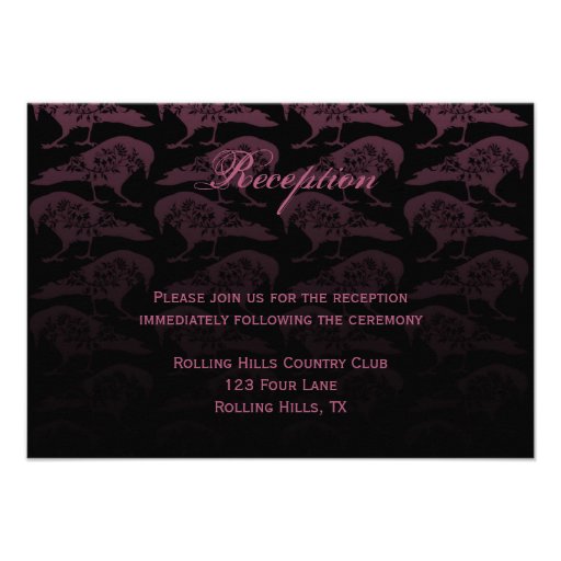 Purple Raven Gothic Wedding Reception Announcement