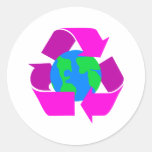 Purple Recycle Round Stickers