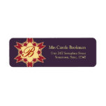Purple Red Golden Royal Monogram Address Label