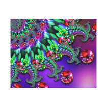 Purple Red & Green Bokeh Fractal Pattern Gallery Wrapped Canvas