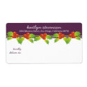 Purple red holly berries green Christmas shipping label