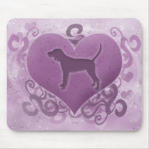 Purple Redbone Coonhound Valentine Mousepads