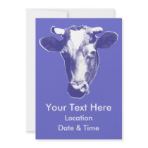 Purple Retro Cow Graphic Custom Announcements