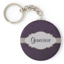 Purple Retro Floral Abstract Nameplate keychains