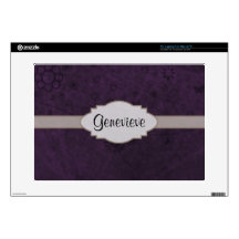 Purple Retro Floral Abstract Nameplate 15" Laptop Decals