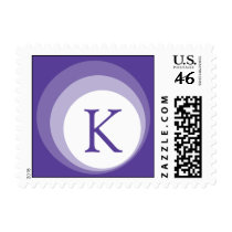 purple retro monogram postage postage