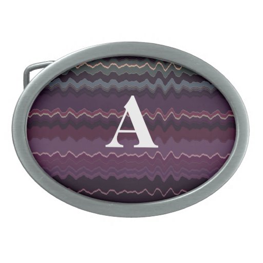 Purple Retro Zigzag Initial Belt Buckle