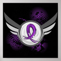 Purple Ribbon And Wings Alzheimer's Disease Poster