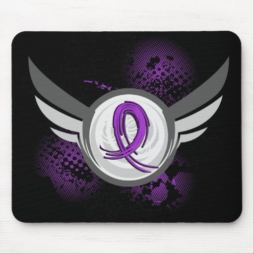 Purple Ribbon And Wings Anorexia Mousepads