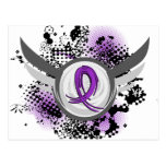 Purple Ribbon And Wings Anorexia Post Cards