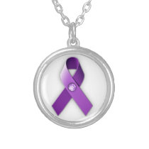 Purple ribbon awareness necklace necklaces