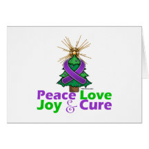 Purple Ribbon Christmas Peace Love, Joy & Cure Cards