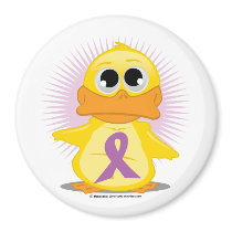 Purple Ribbon Duck Refrigerator Magnet