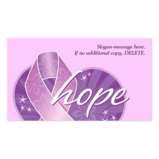 purple ribbon hope business card (back side)